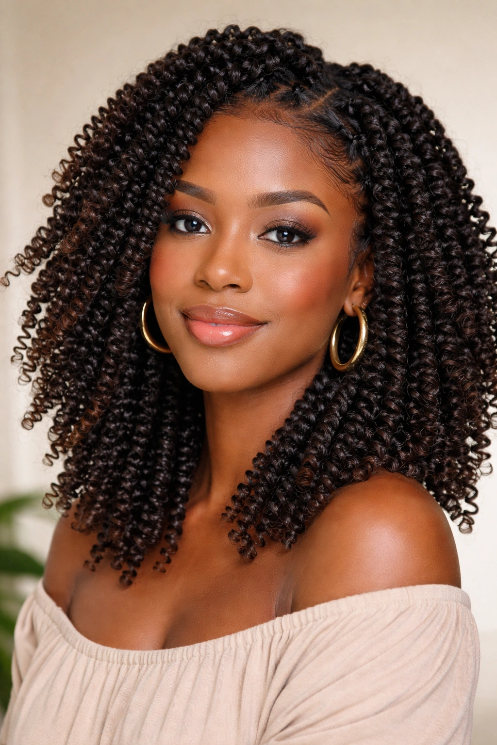 Close-up of spring twists with voluminous coils and bounce