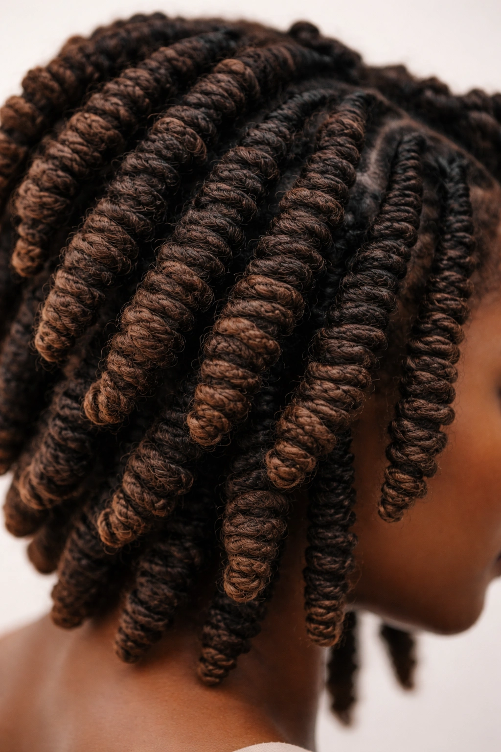 Close-up of Spring Twists With Bulk Yarn showing chunky yarn-wrapped coils