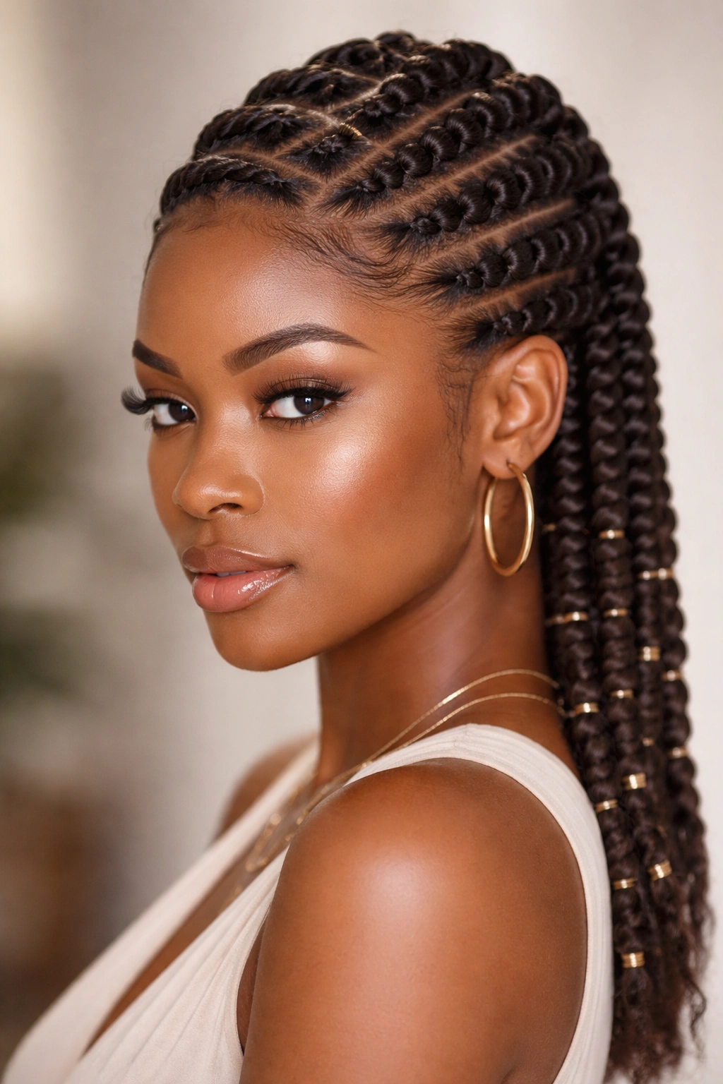Stacked flat twists creating a grid-like pattern with bands