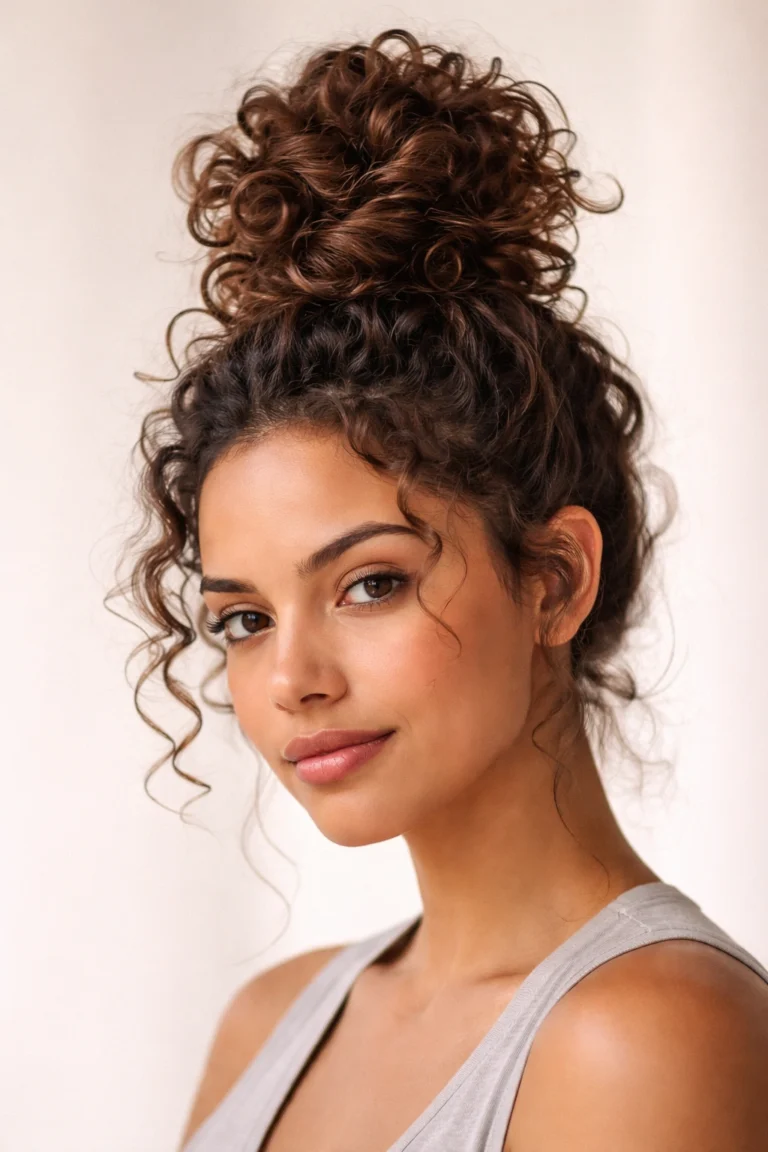 6 High Messy Bun Styles for Curly Hair