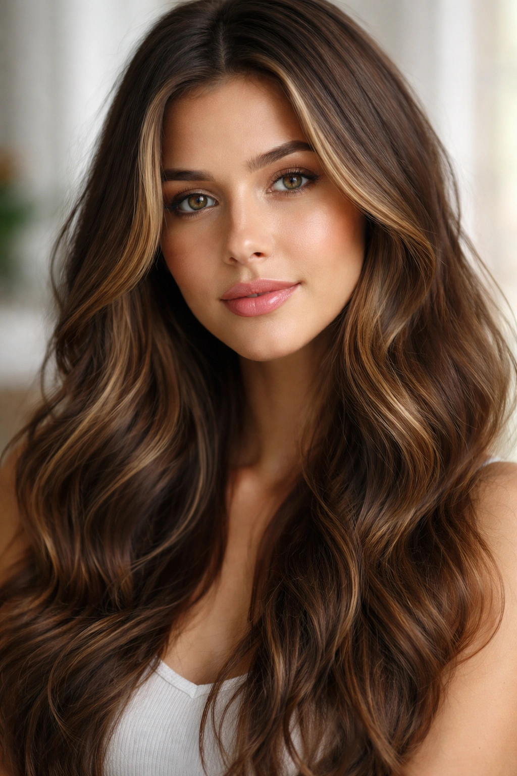 Soft waves with subtle face-framing highlights blending into brown