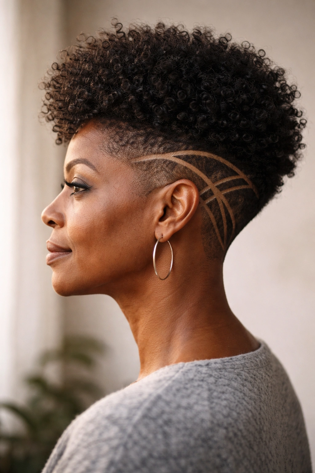 Tapered afro with geometric undercut design