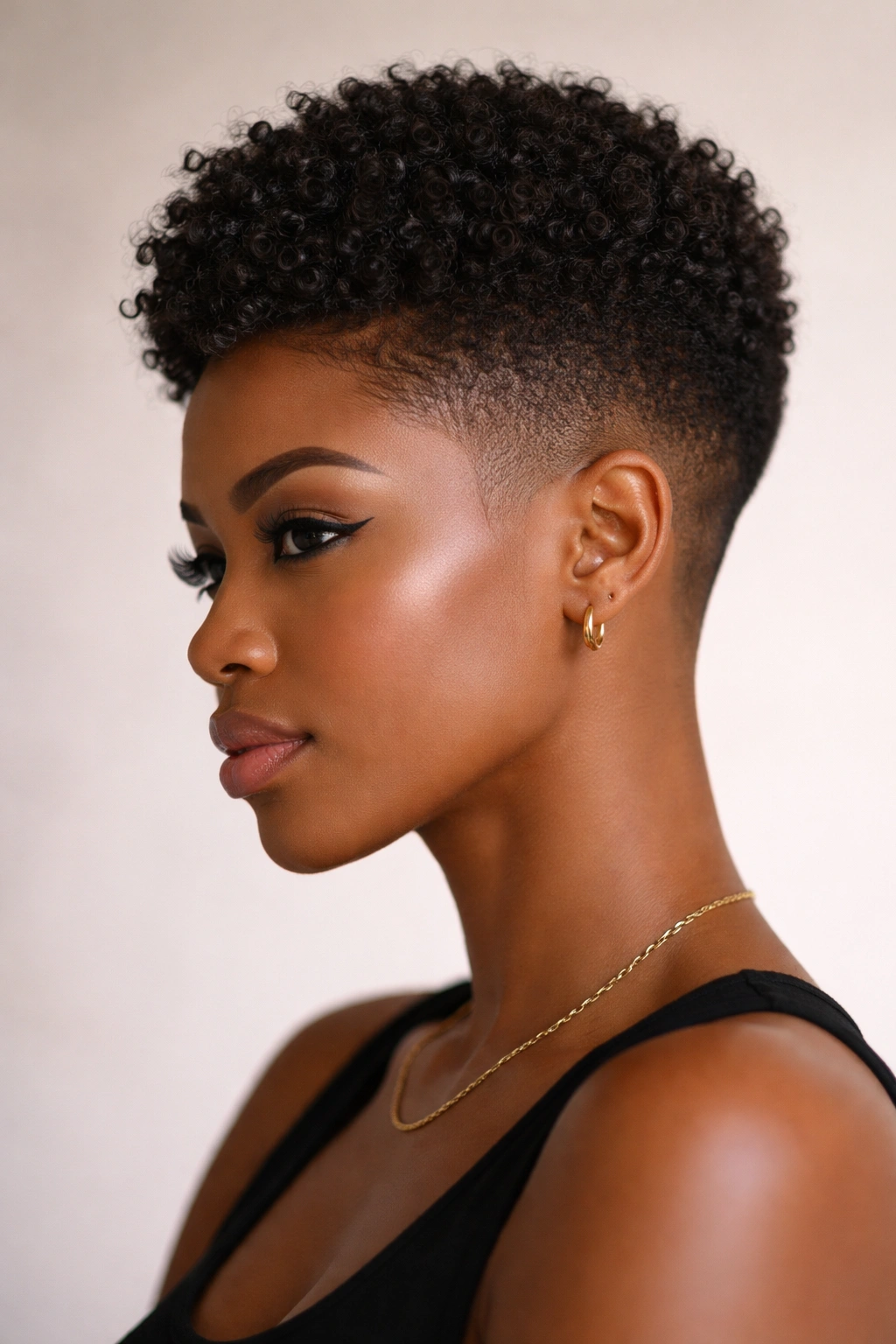 Profile view of The Tapered Cut with Sharp Sides highlighting crisp taper lines