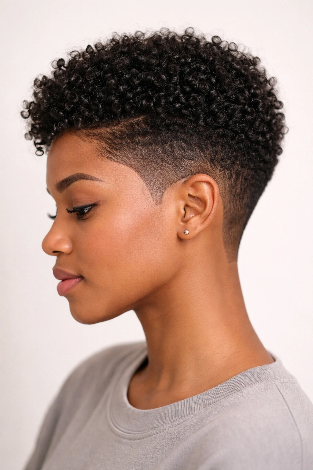 Close-up of a short tapered cut with crisp straight edges.