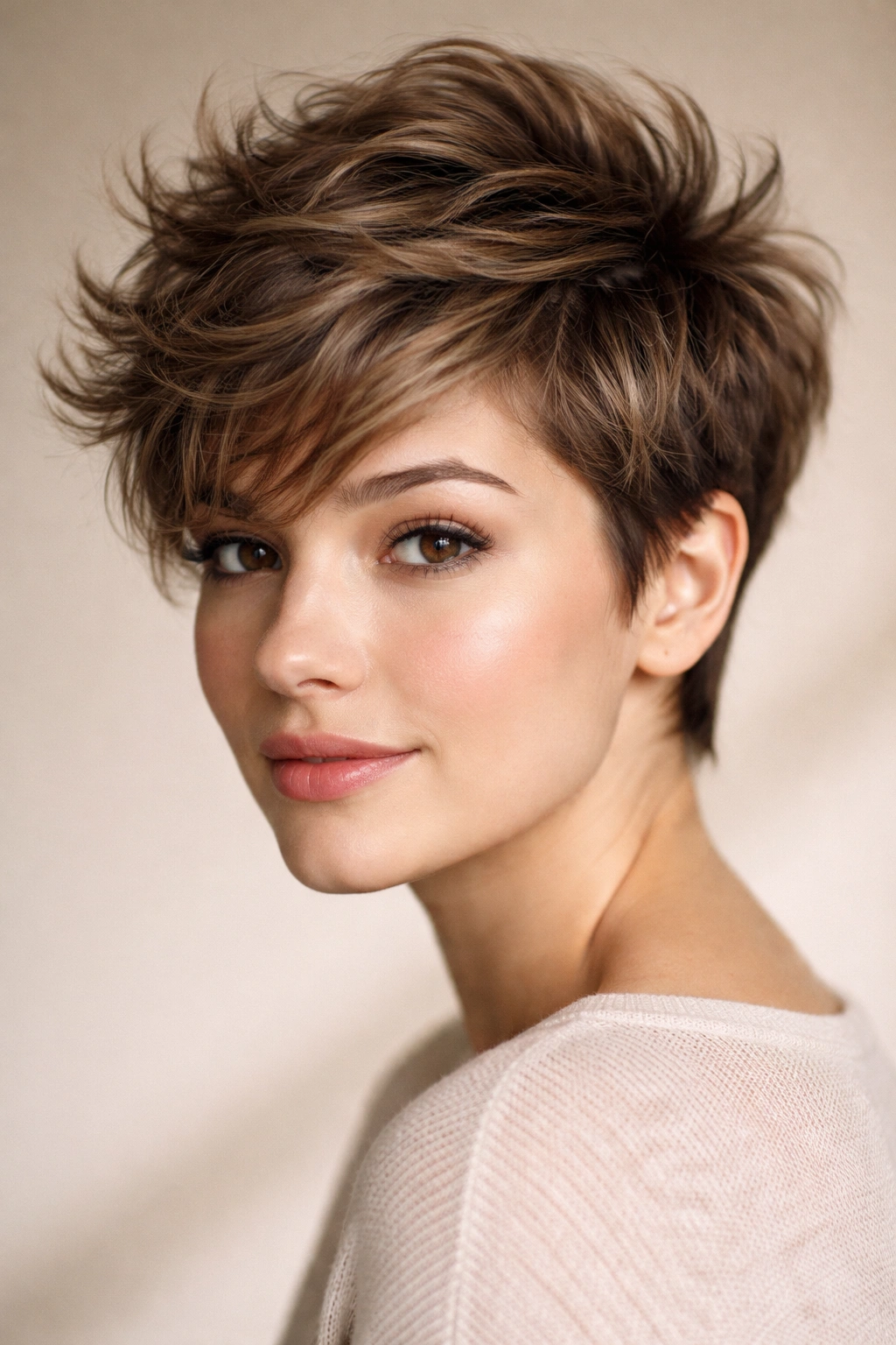 The Textured Crop with Volume at the Crown: crown lift and textured waves in a short crop.