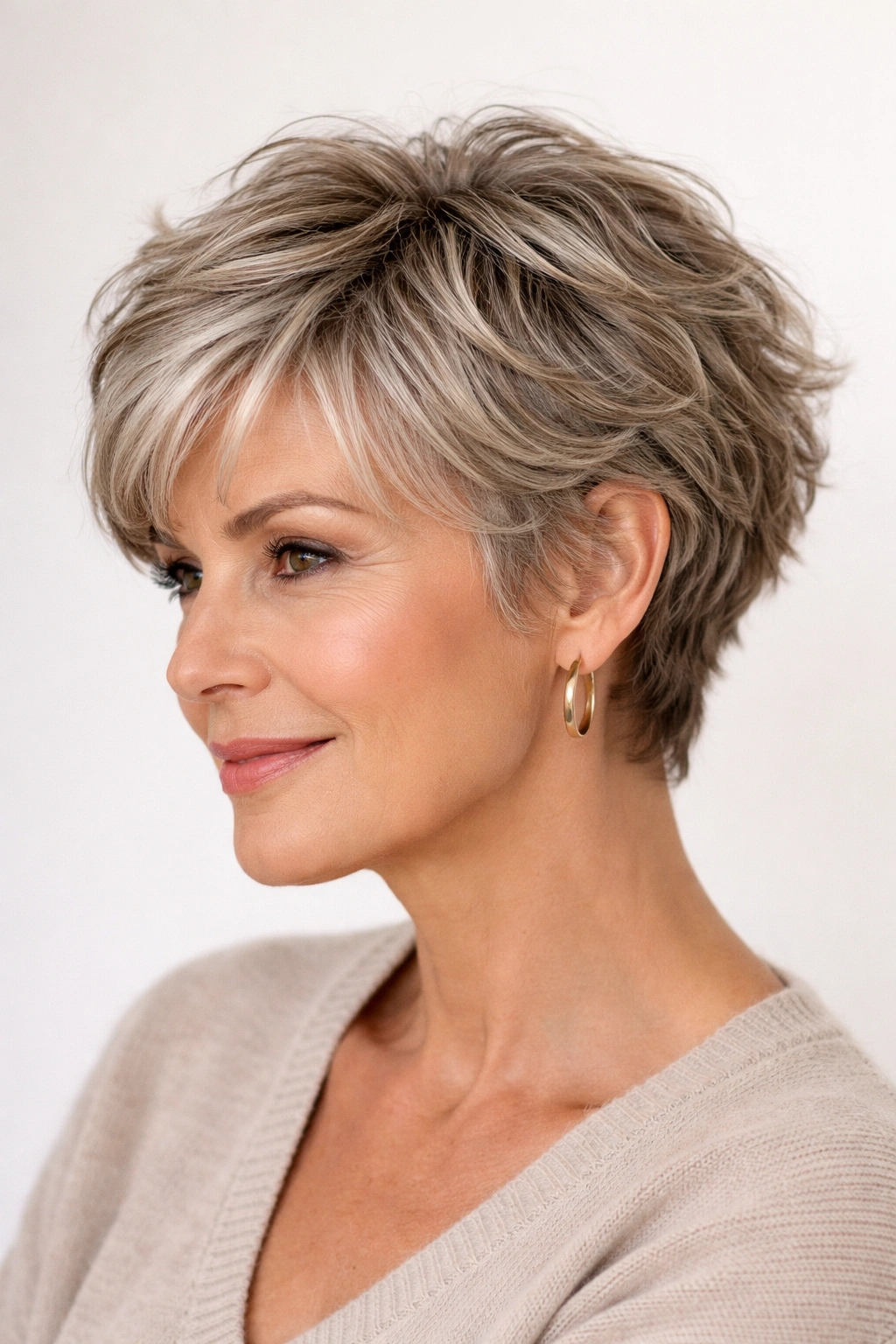 Short textured crop with wavy texture on top, emphasizing crown texture