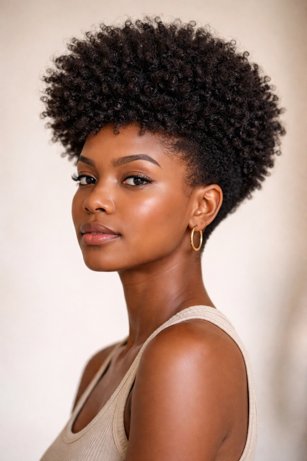 Full crown with textured coils and softly tapered sides.