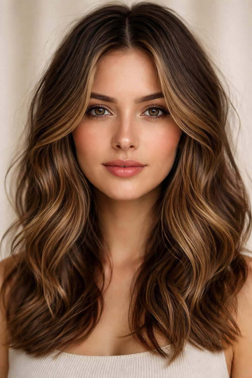 Close-up of a person with The Textured Curtains Middle-Part hairstyle featuring deep middle part and curtain layers framing the face