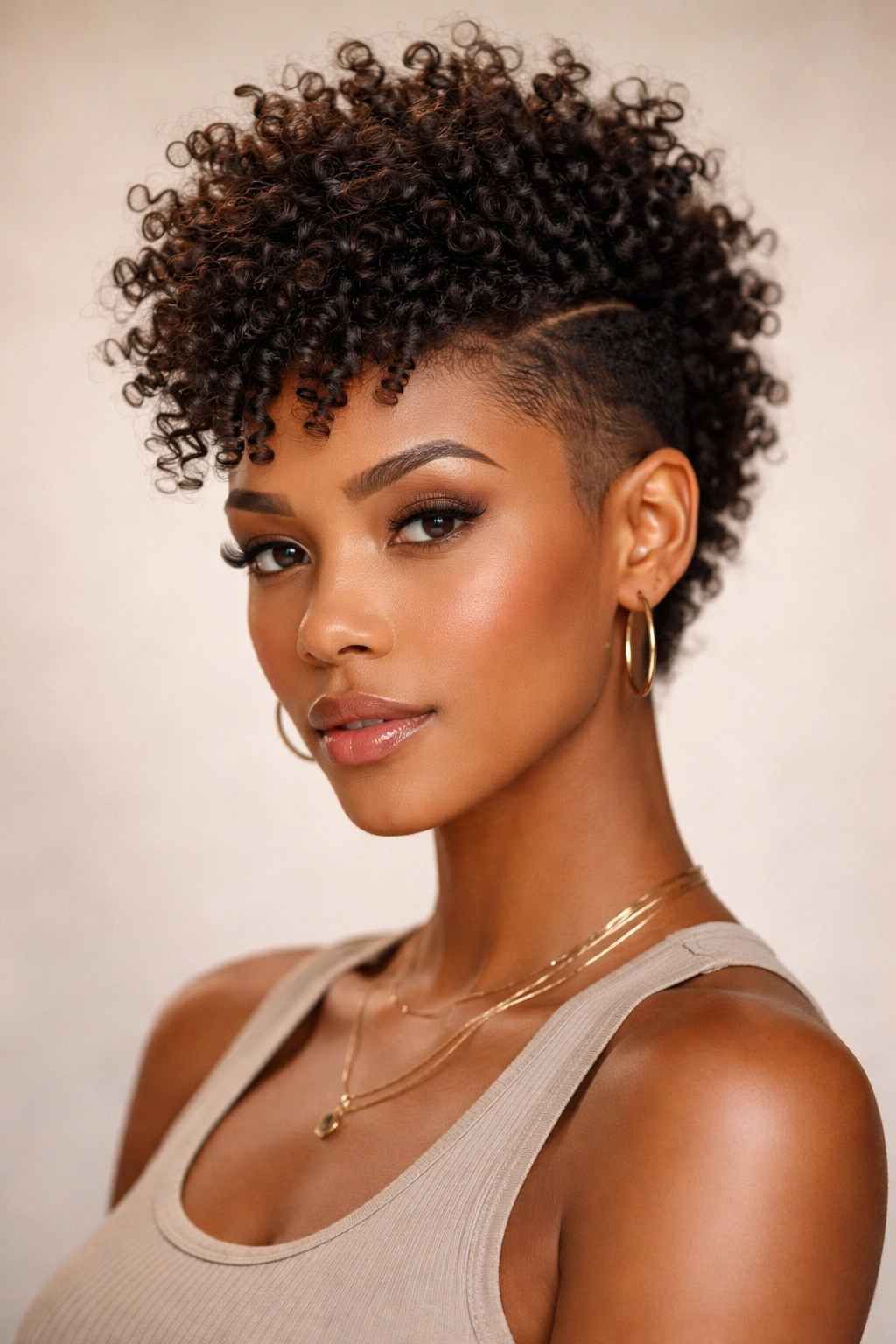 Close-up of a textured faux hawk hairstyle with center height