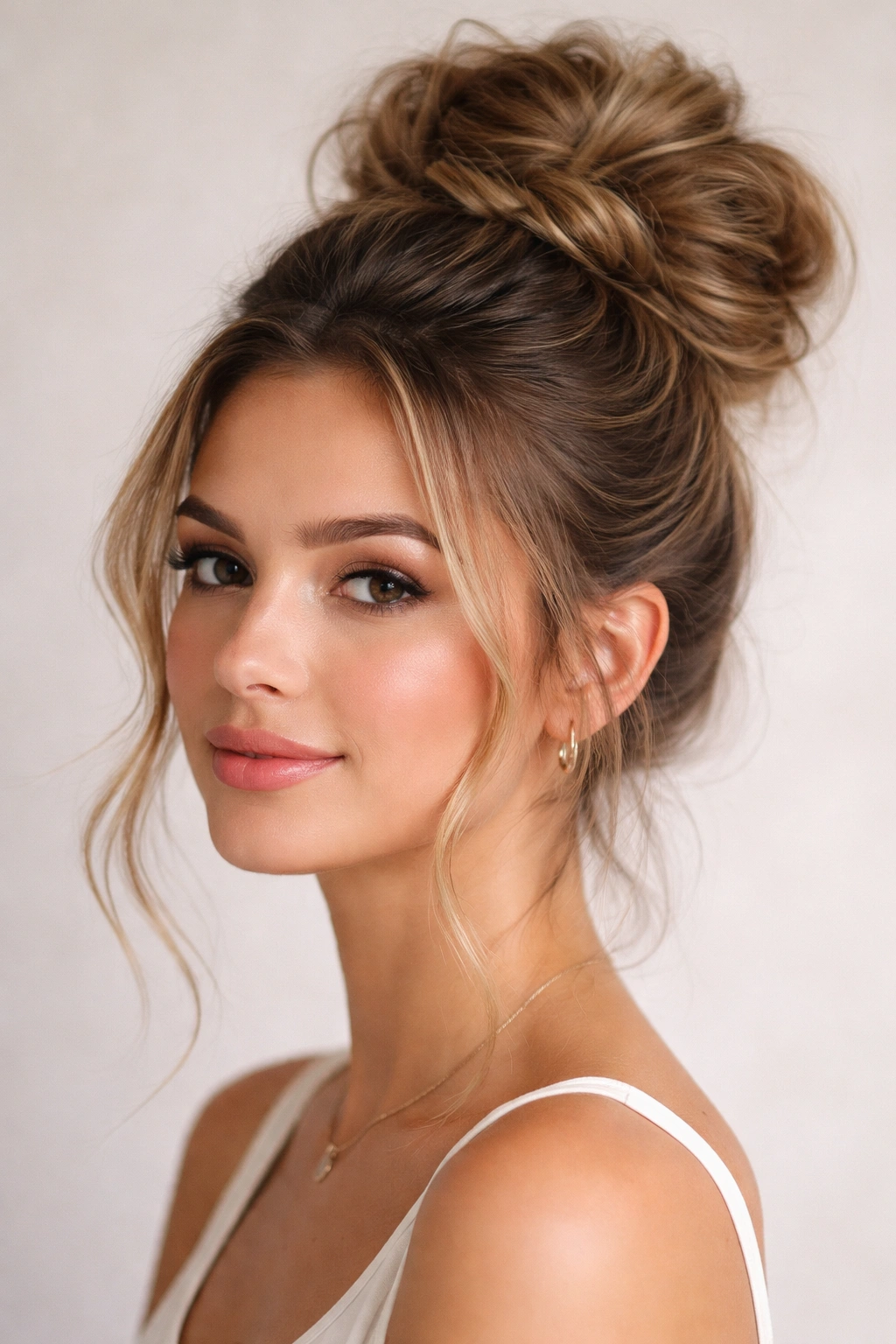 Close-up of a voluminous textured high bun