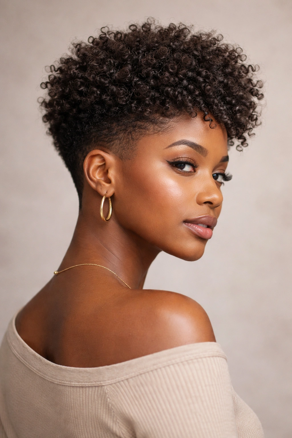 Portrait of a person with a textured taper and voluminous top, short sides and longer crown