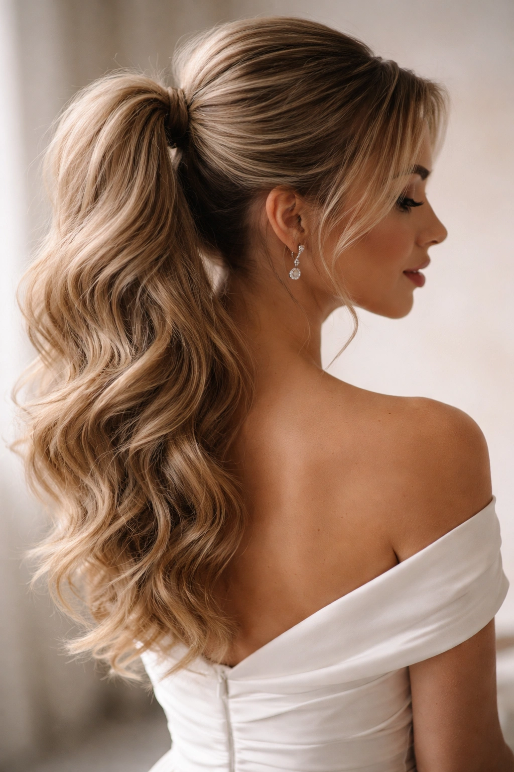 Textured volume ponytail with defined layers and movement