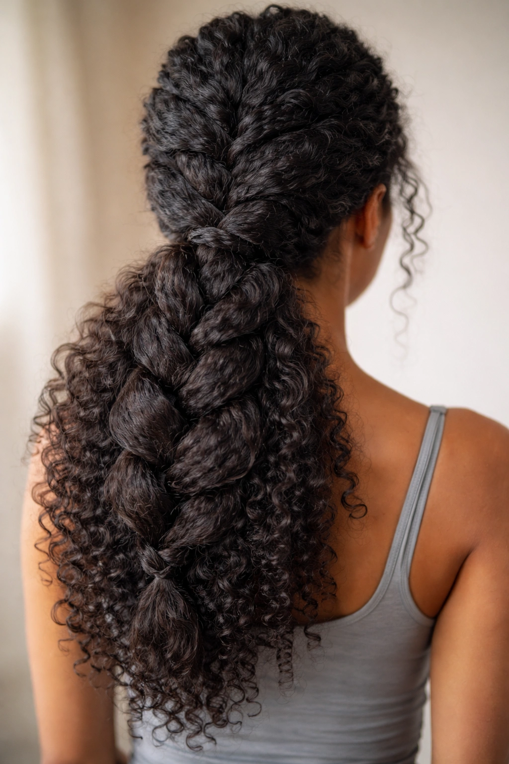 Thick textured butterfly braid ponytail showing chunky braid sections