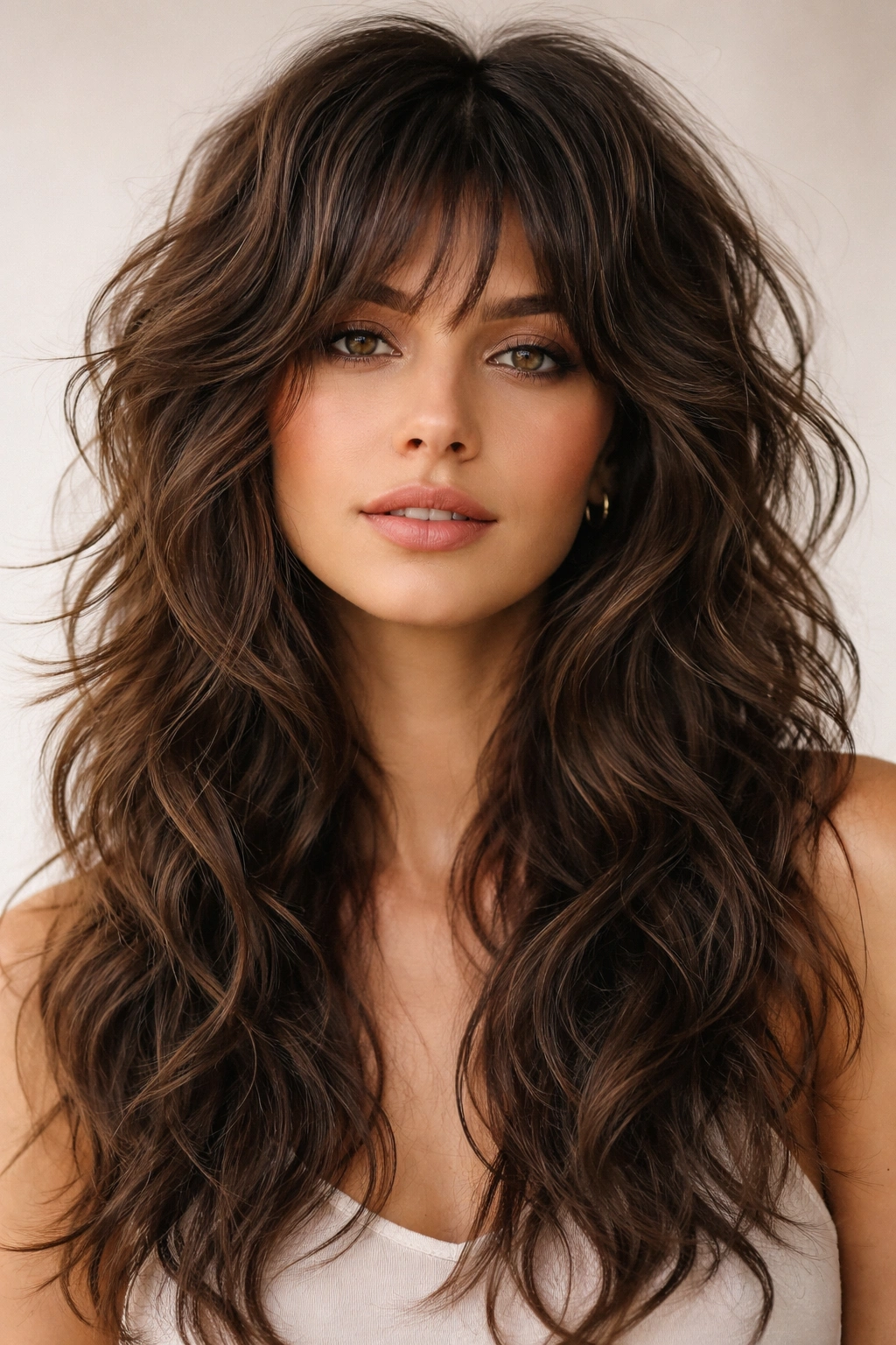 Thick textured wolf cut with strong volume and waves