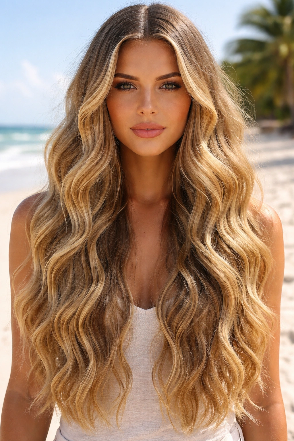 Thick defined waves with center part at the beach