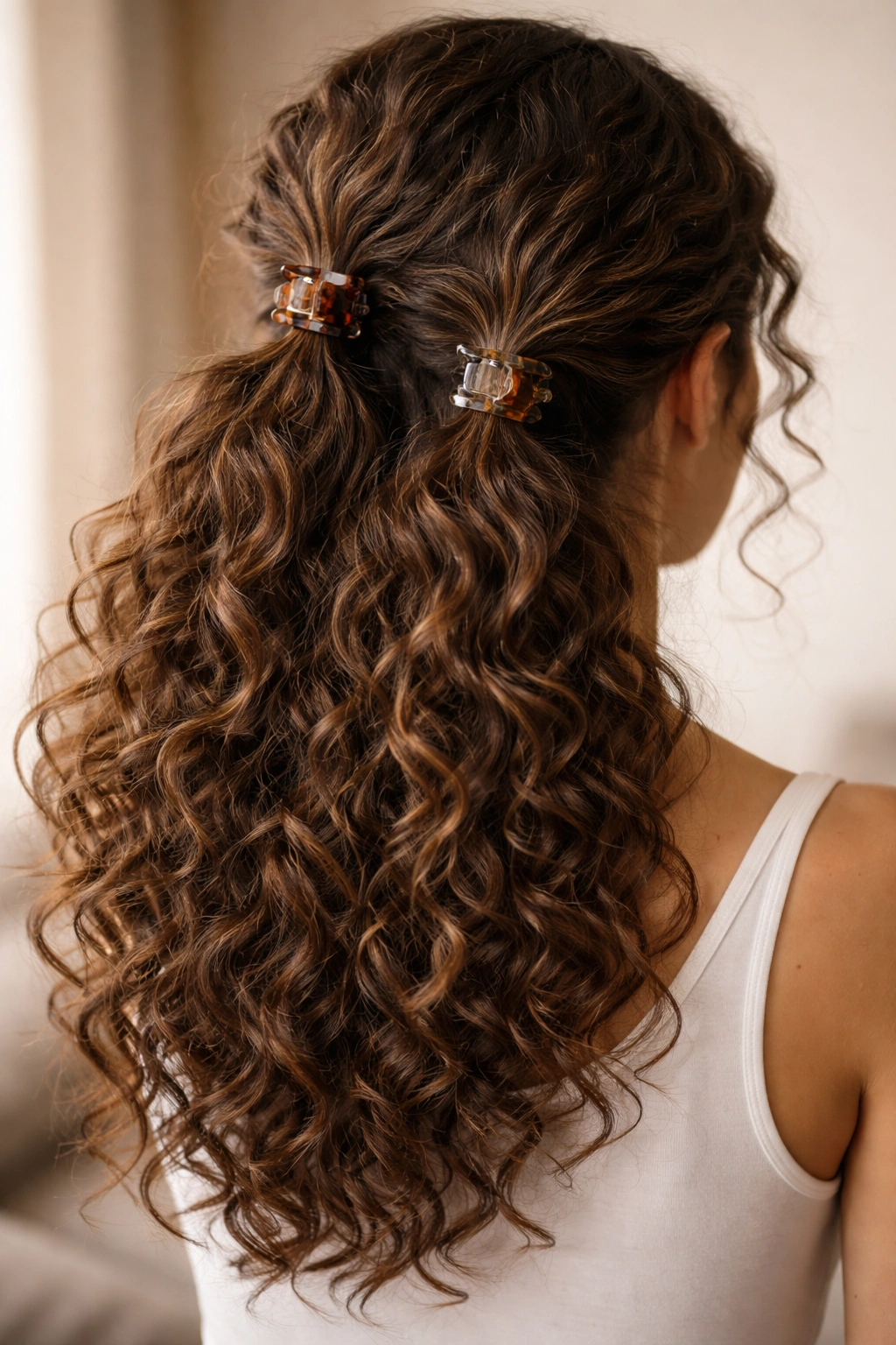 Three-section cascading claw clips showing texture