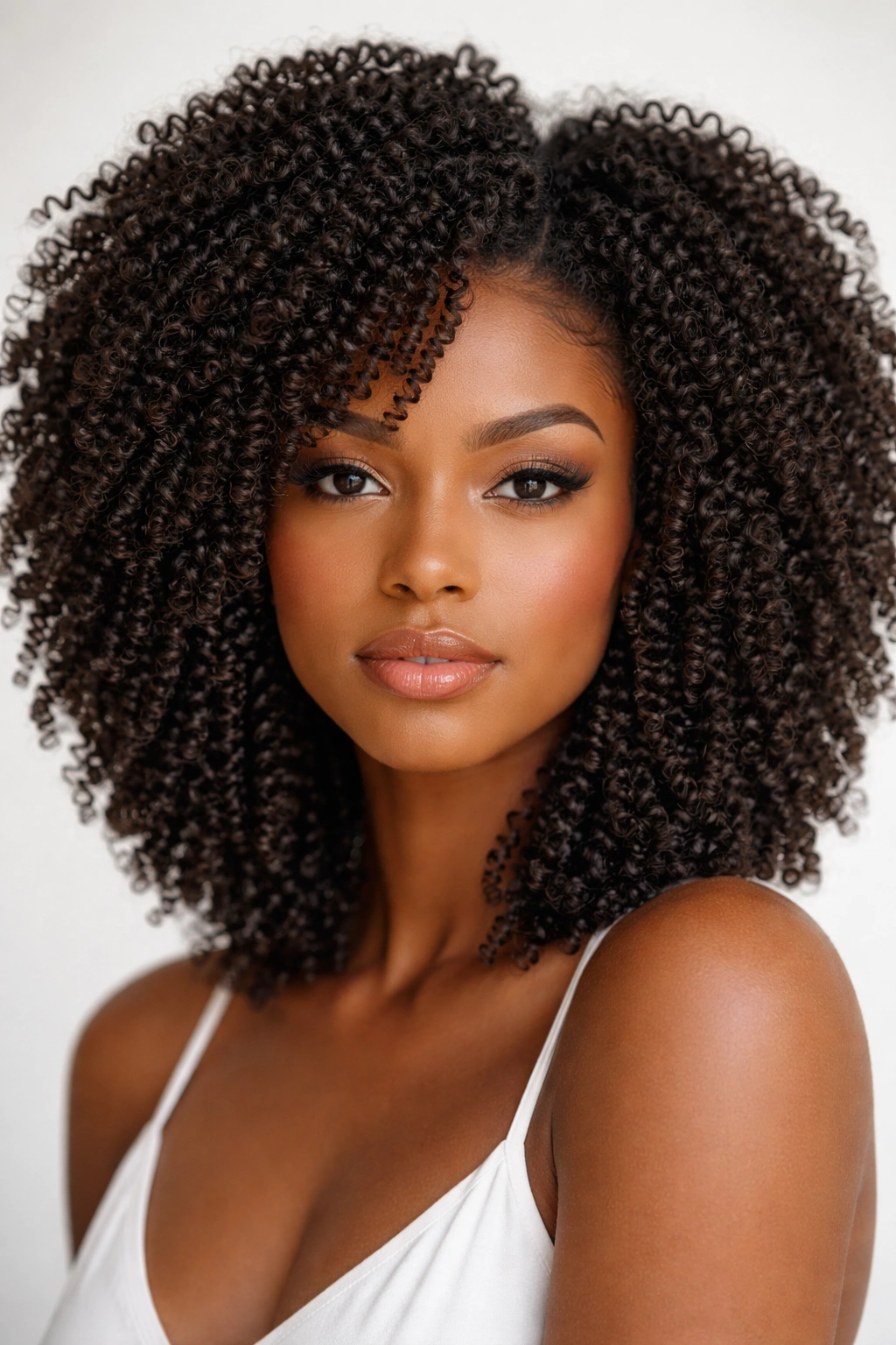 Close-up of tightly coiled curls with strong definition and density