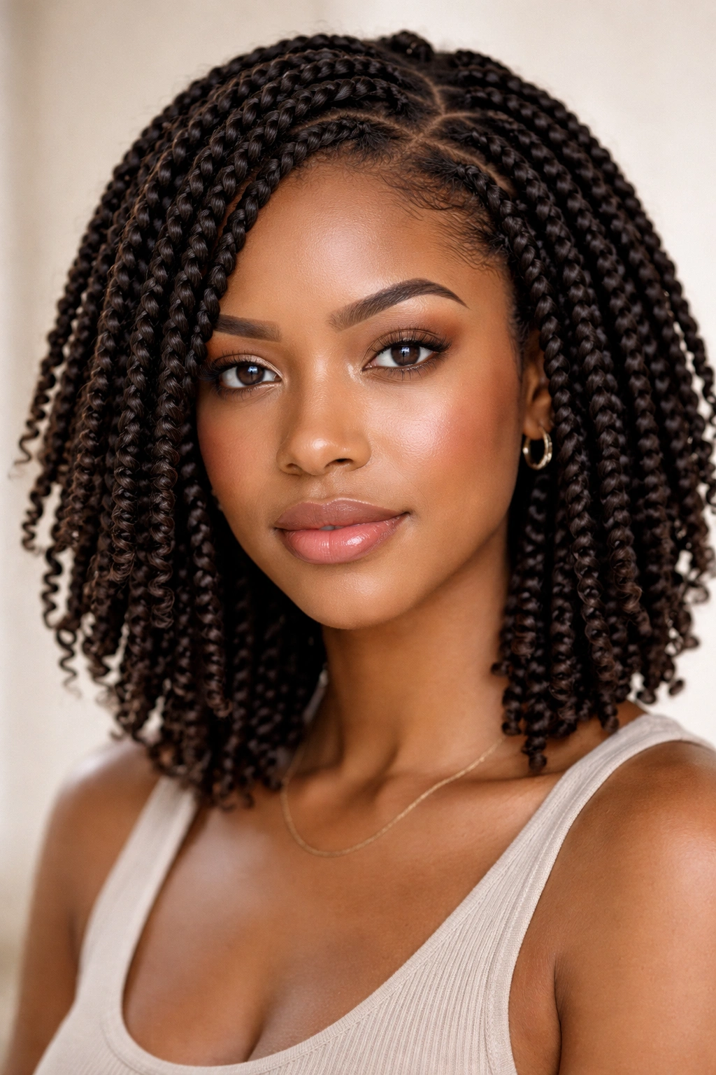 Close-up of a head with tight two-strand twists showing crisp spirals