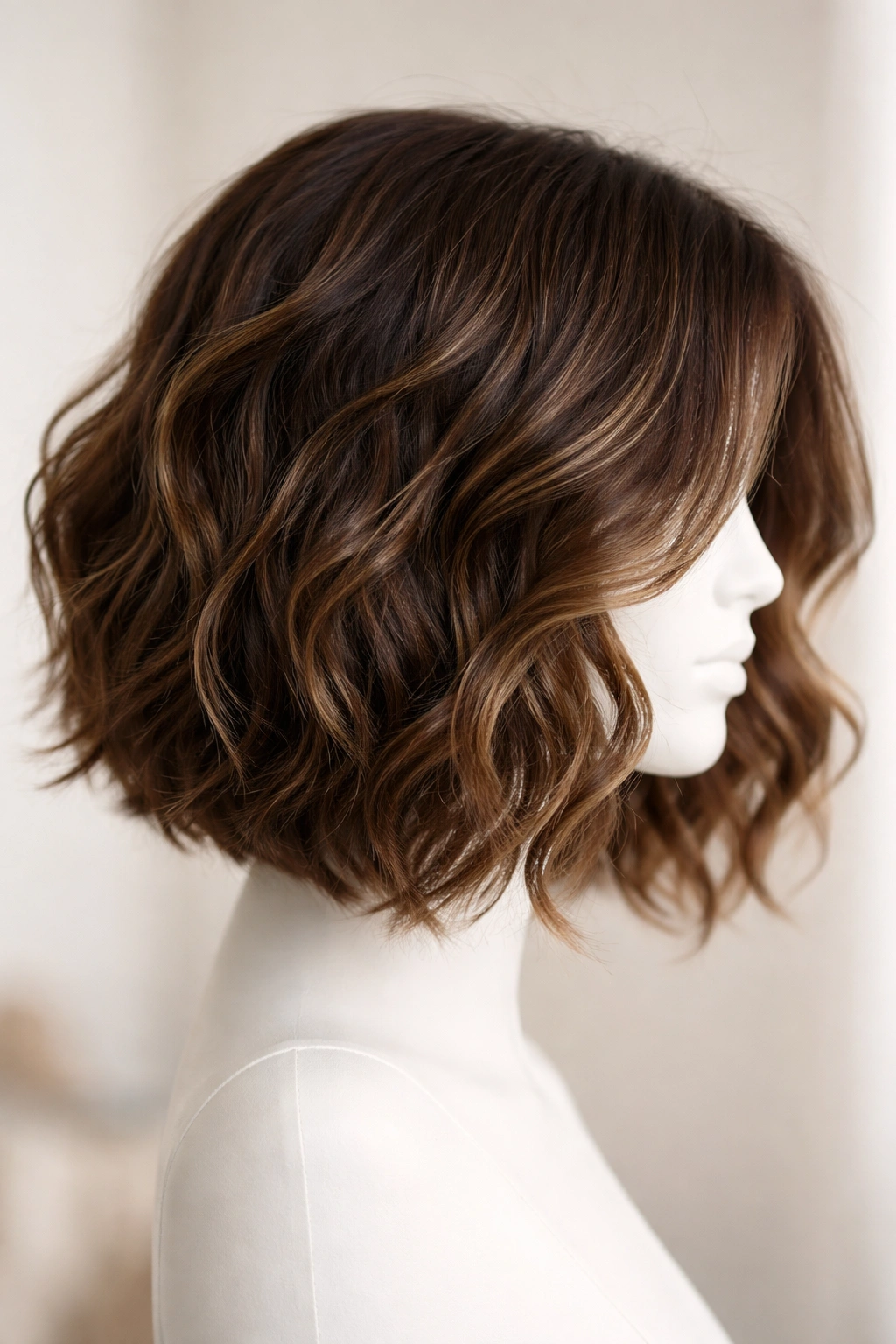 Close-up of a tousled wave wig with soft loose waves