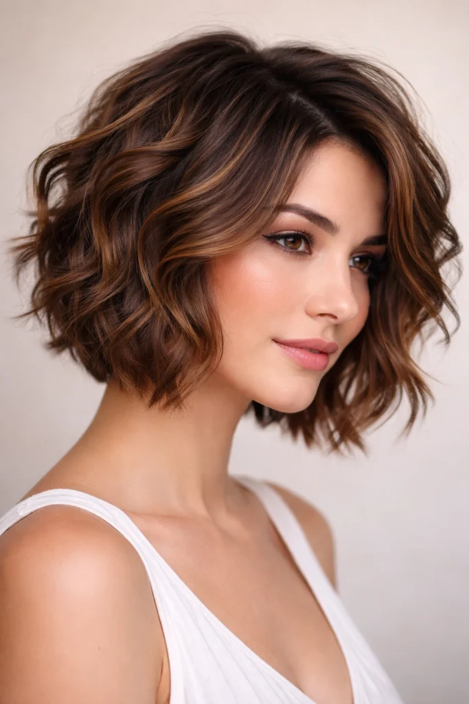 18 Short Wavy Hairstyles in Brown