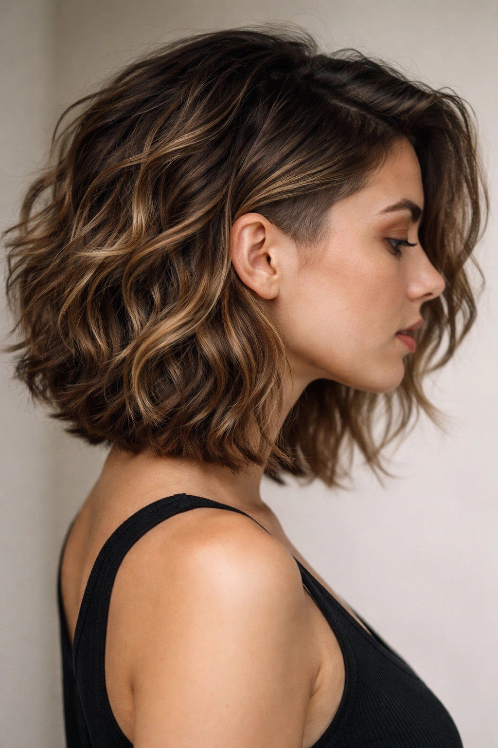 Tousled waves on top with hidden undercut texture beneath.