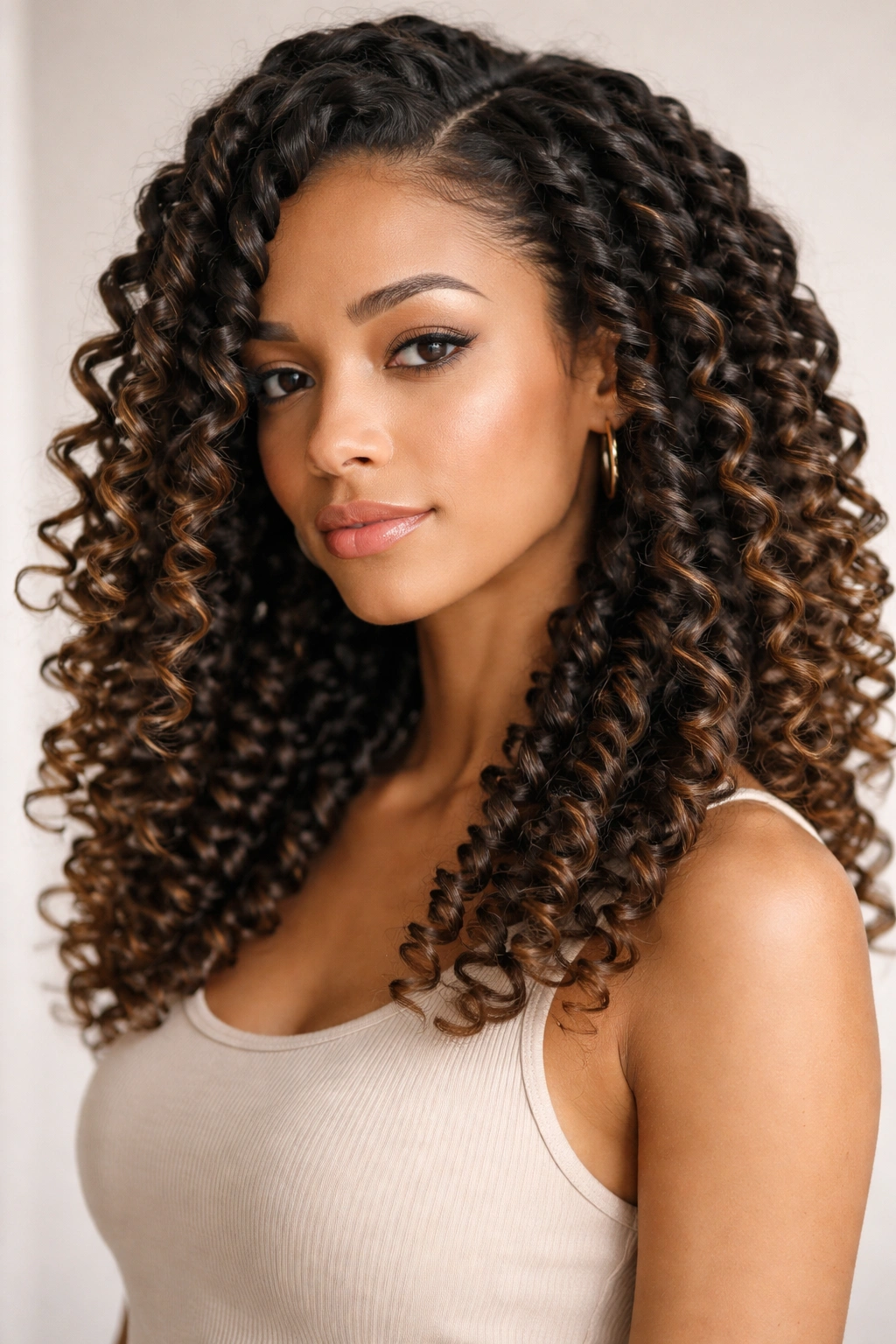 Close-up of defined, elongated 3a curls after a twist-out