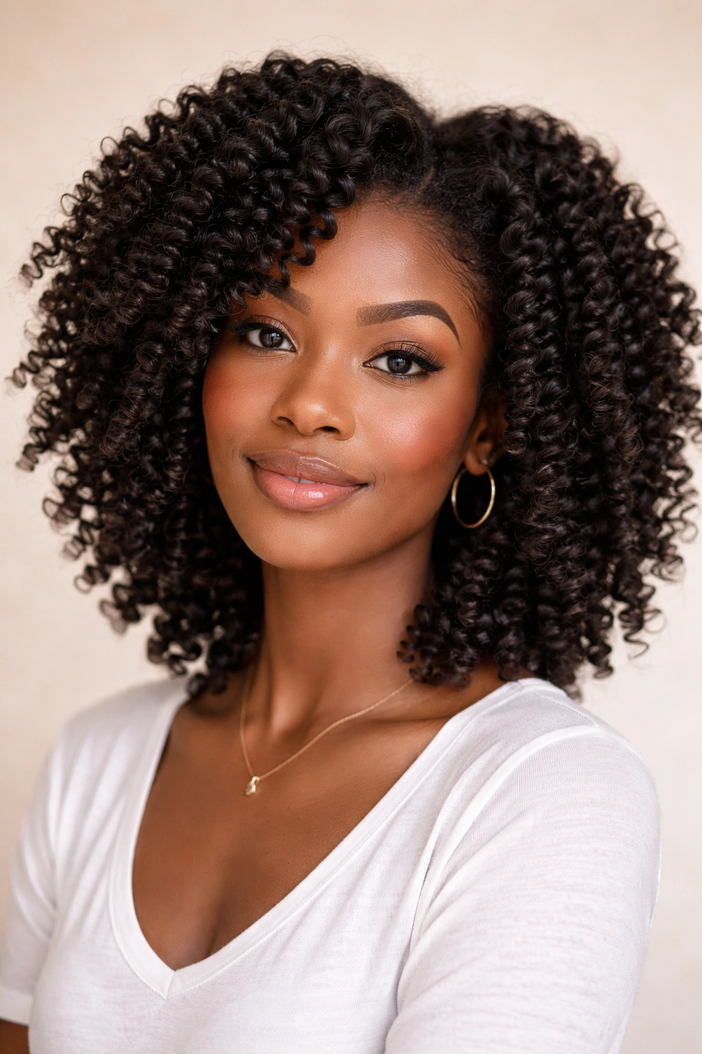 Twist-out hairstyle with defined waves and curl texture