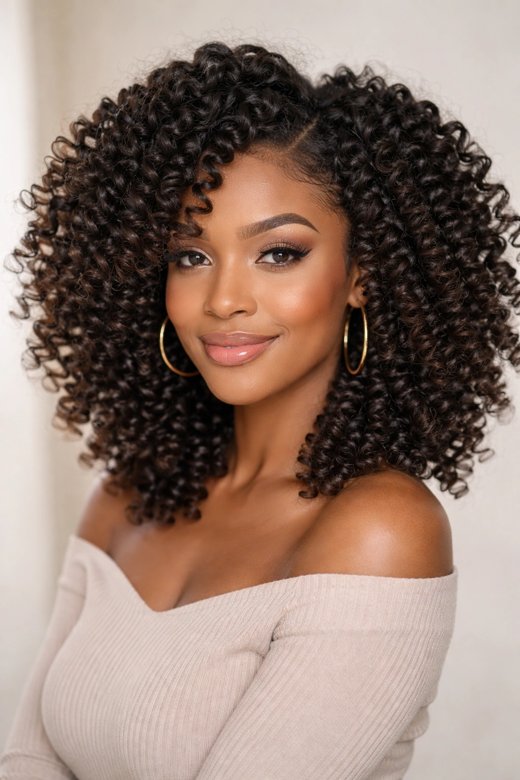 Defined twist-out showing defined coils on 3c hair