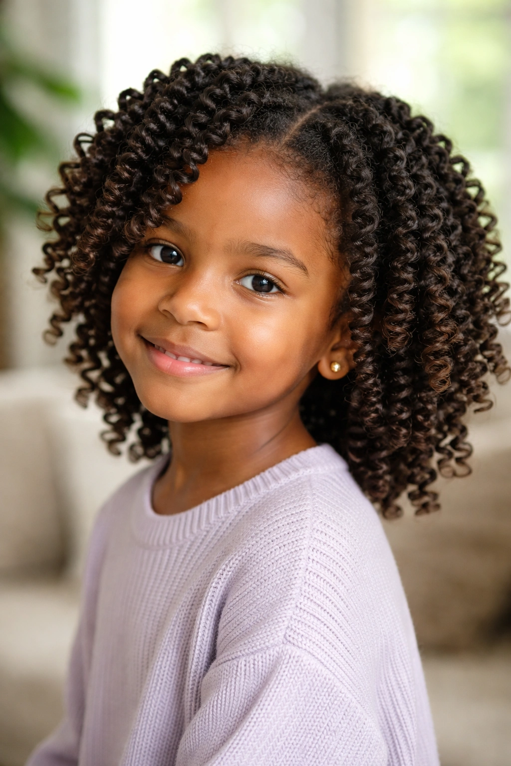 Defined curls from a twist-out on a child's head