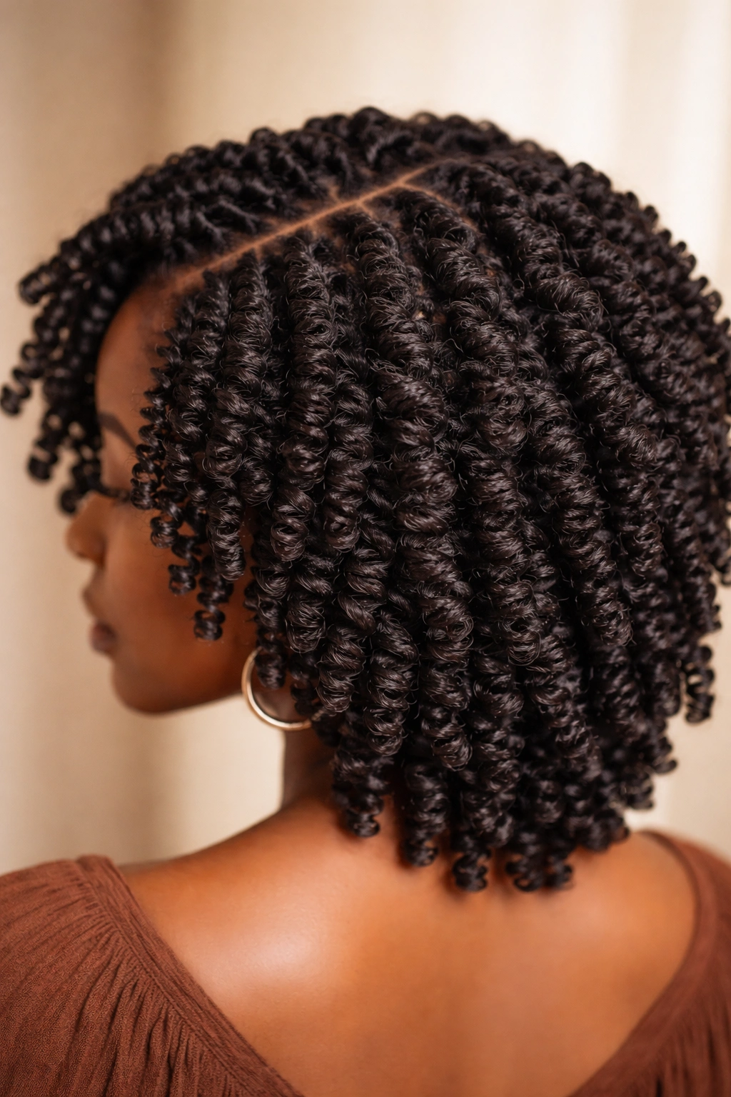 Close-up of clearly defined and separated coils from root to tip.