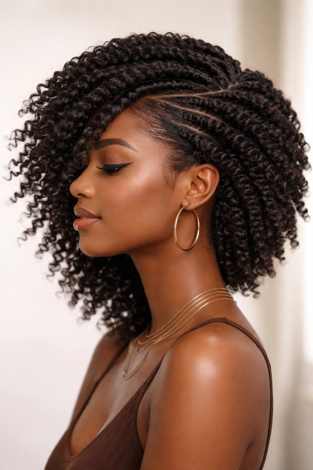Side-Swept and Directional Twist Out showing diagonal curl flow