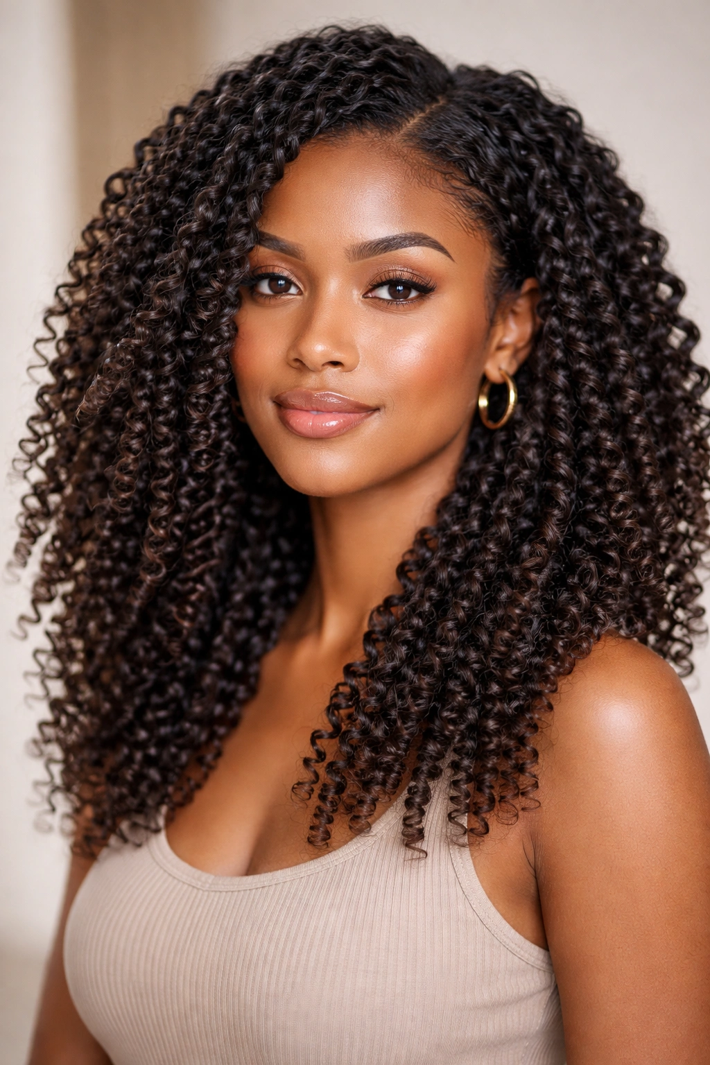 Elongated defined curls from twist-out hairstyle