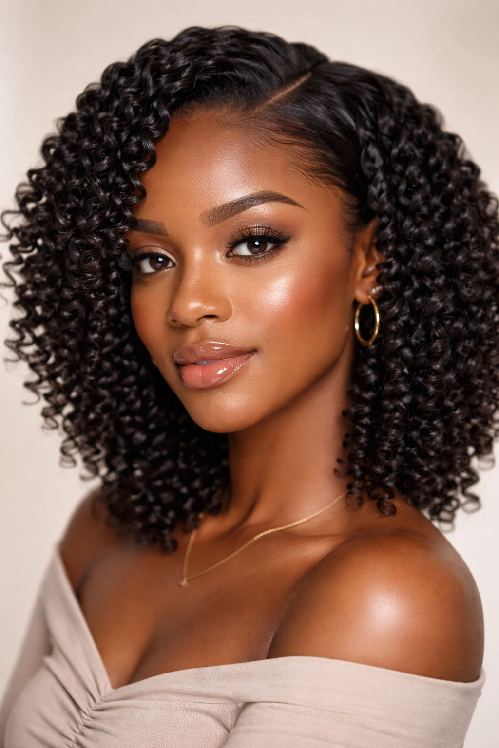 Close-up of Sleek and Smooth Twist Out with glossy, defined curls on natural hair