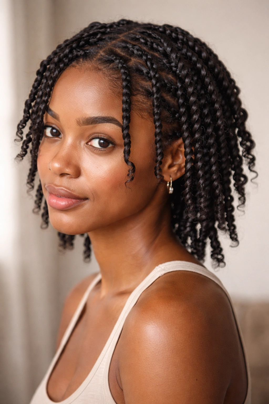 Two-strand twists on damp hair ready to set