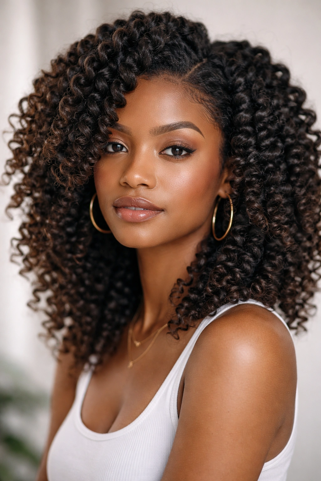 Close-up of twist-out hairstyle on afro-textured hair