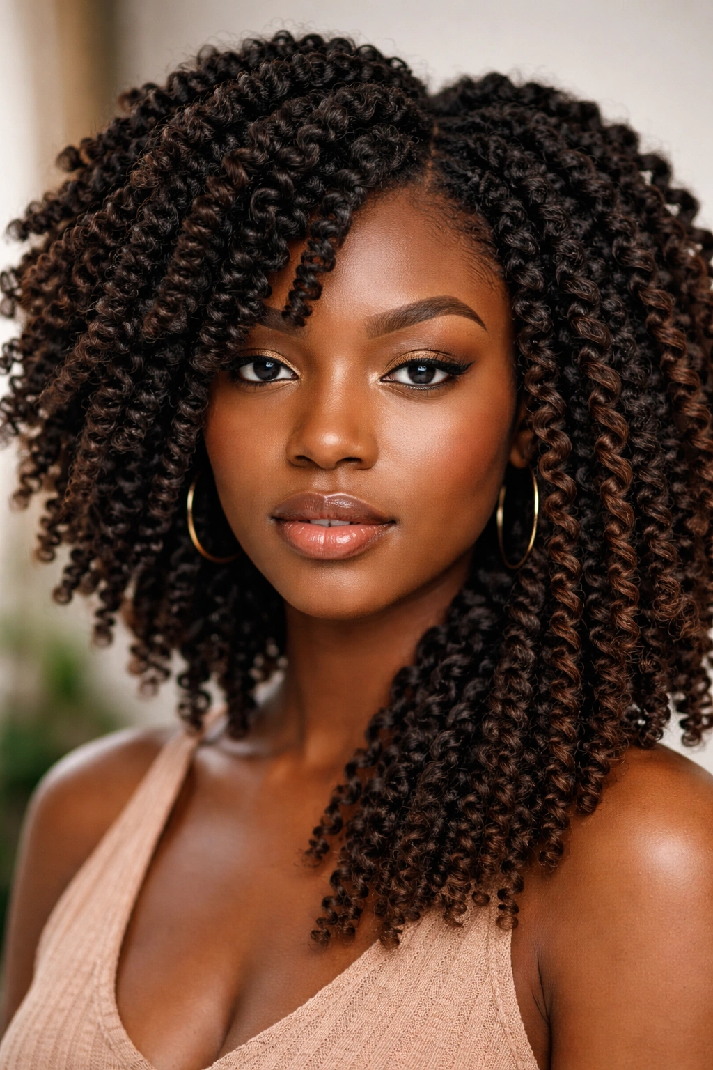 Defined coils after unraveling twist-outs on 4C hair