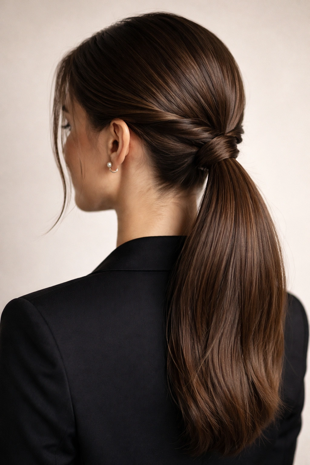 Twisted crown sections framing a low ponytail