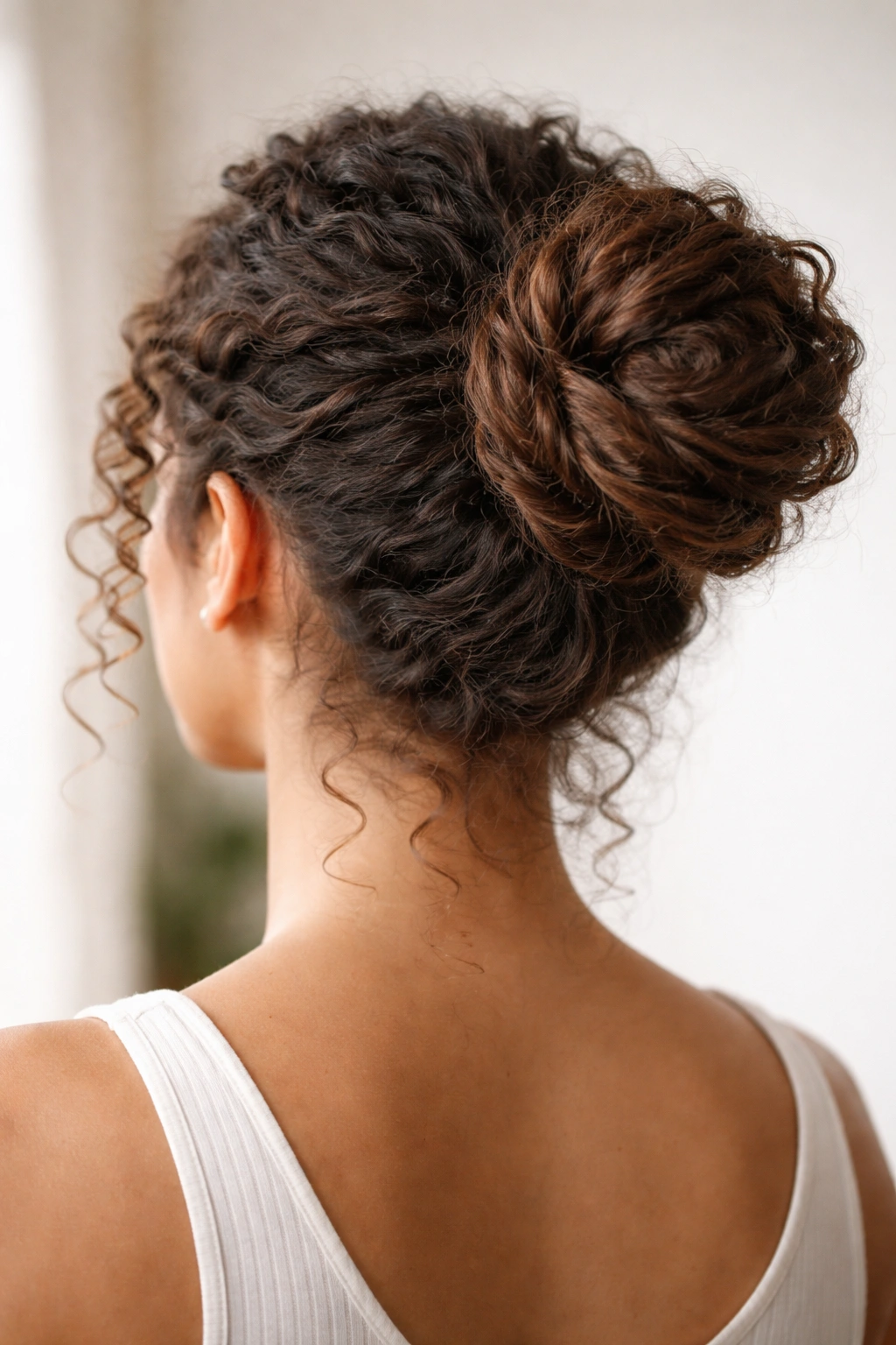 Twisted wrap-around bun viewed from back or side
