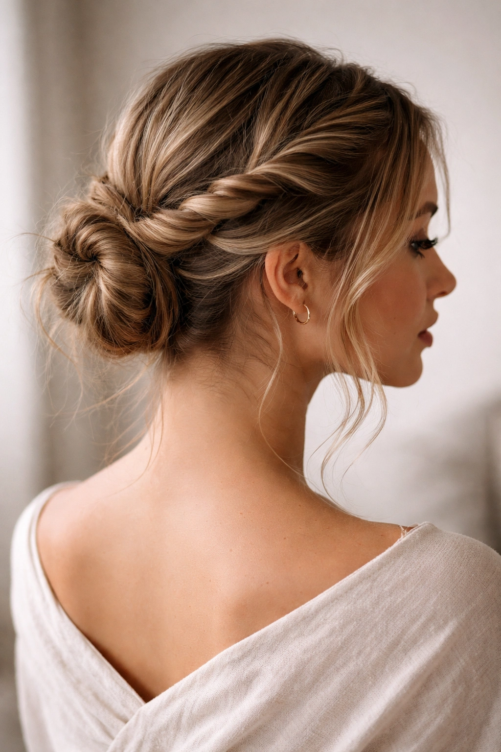 Twisted crown bun with multiple twists around the head