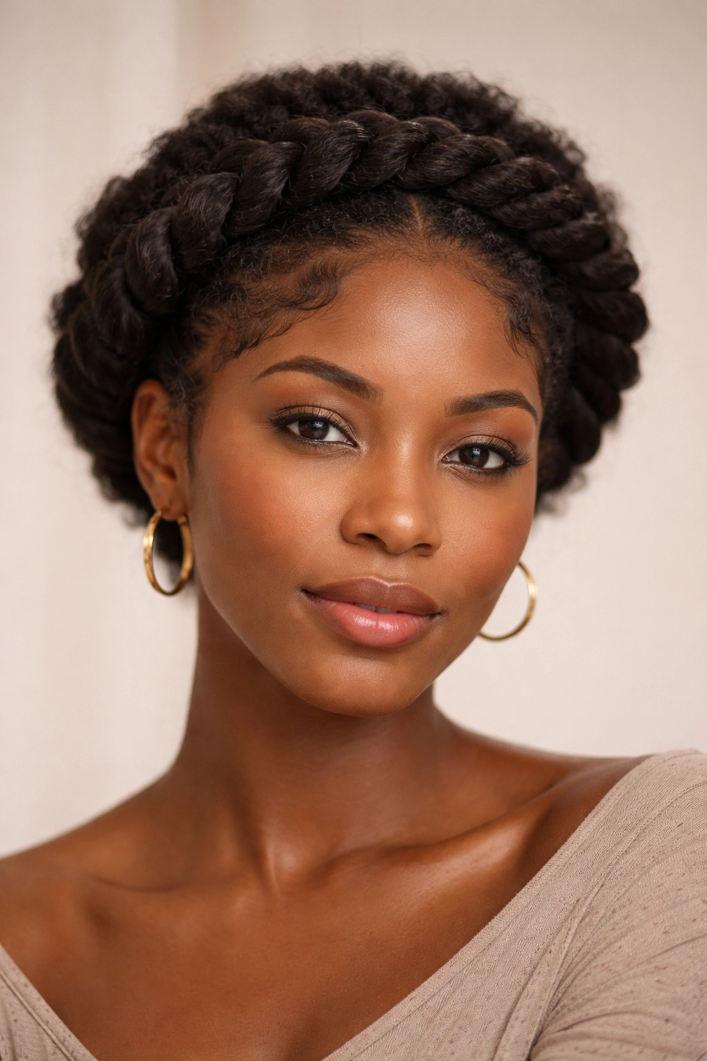 Twisted crown with textured edges around the head