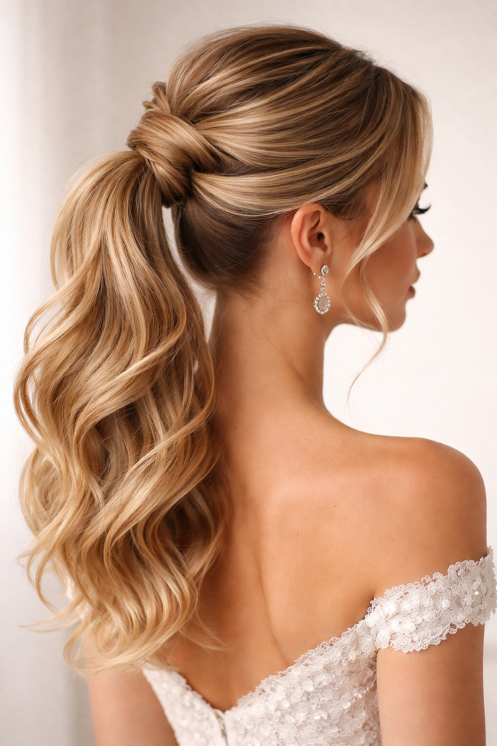 Ponytail with multiple twisted sections around the base