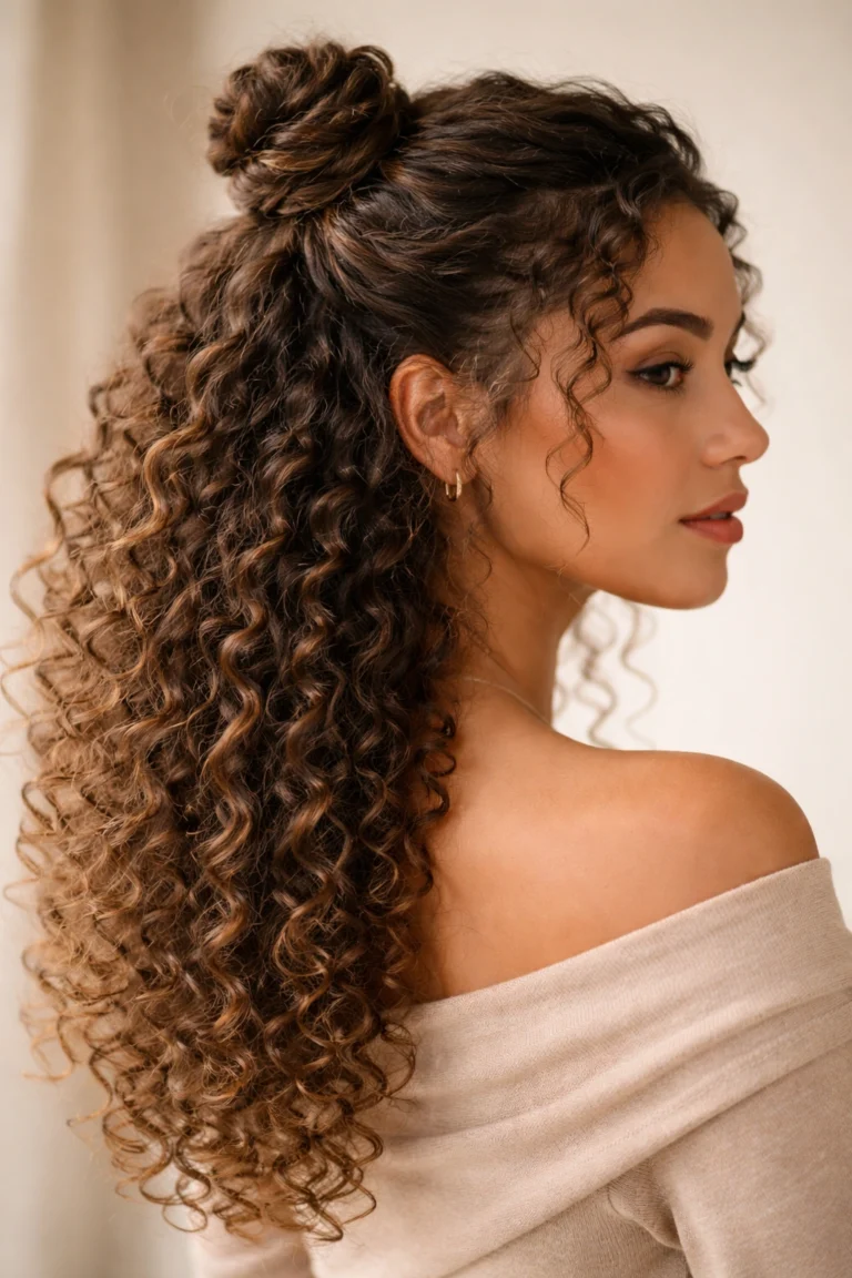 12 Half Up Half Down Styles for Curly Hair