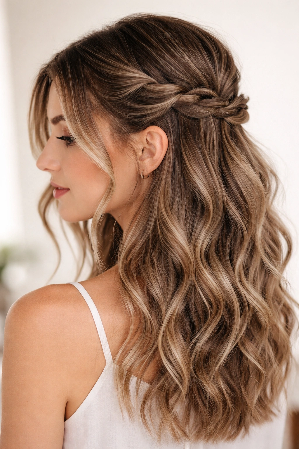 Two small twists pinned at back with flowing waves