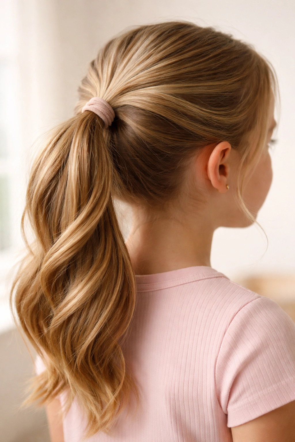 Twisted ponytail with gentle twists adding texture