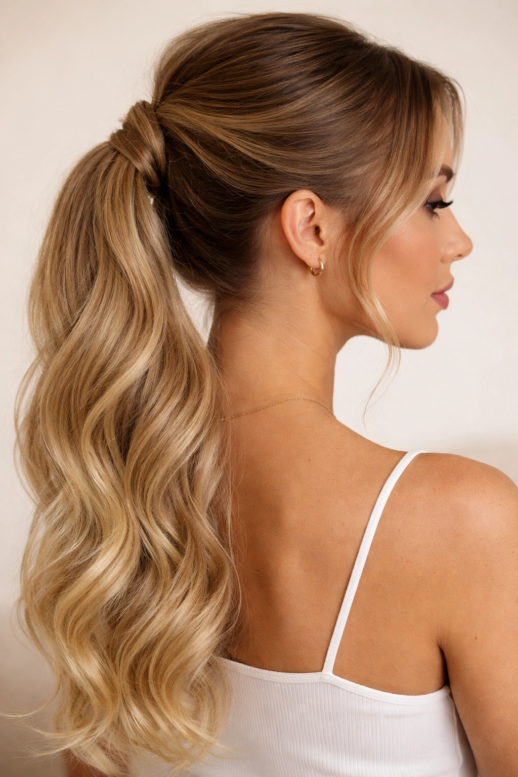 Twisted natural hair base blending into ponytail extension
