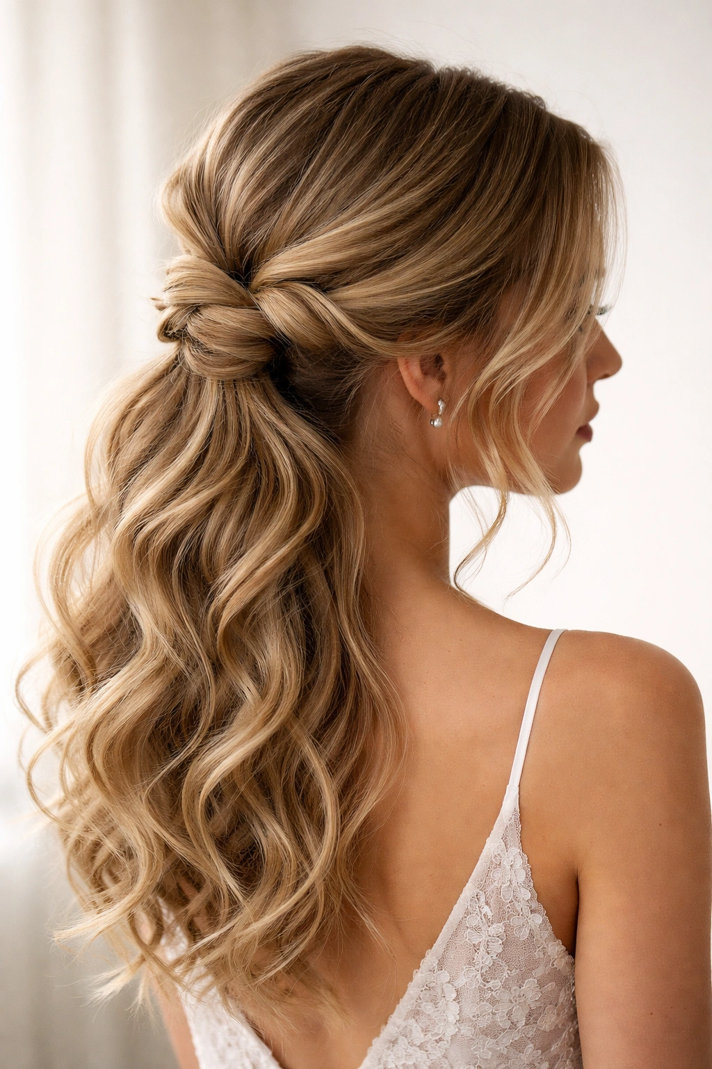 Side knot made from twisted sections with flowing waves