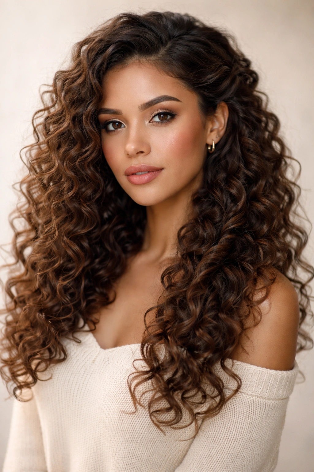 Two loose twists along the sides of head with voluminous curls