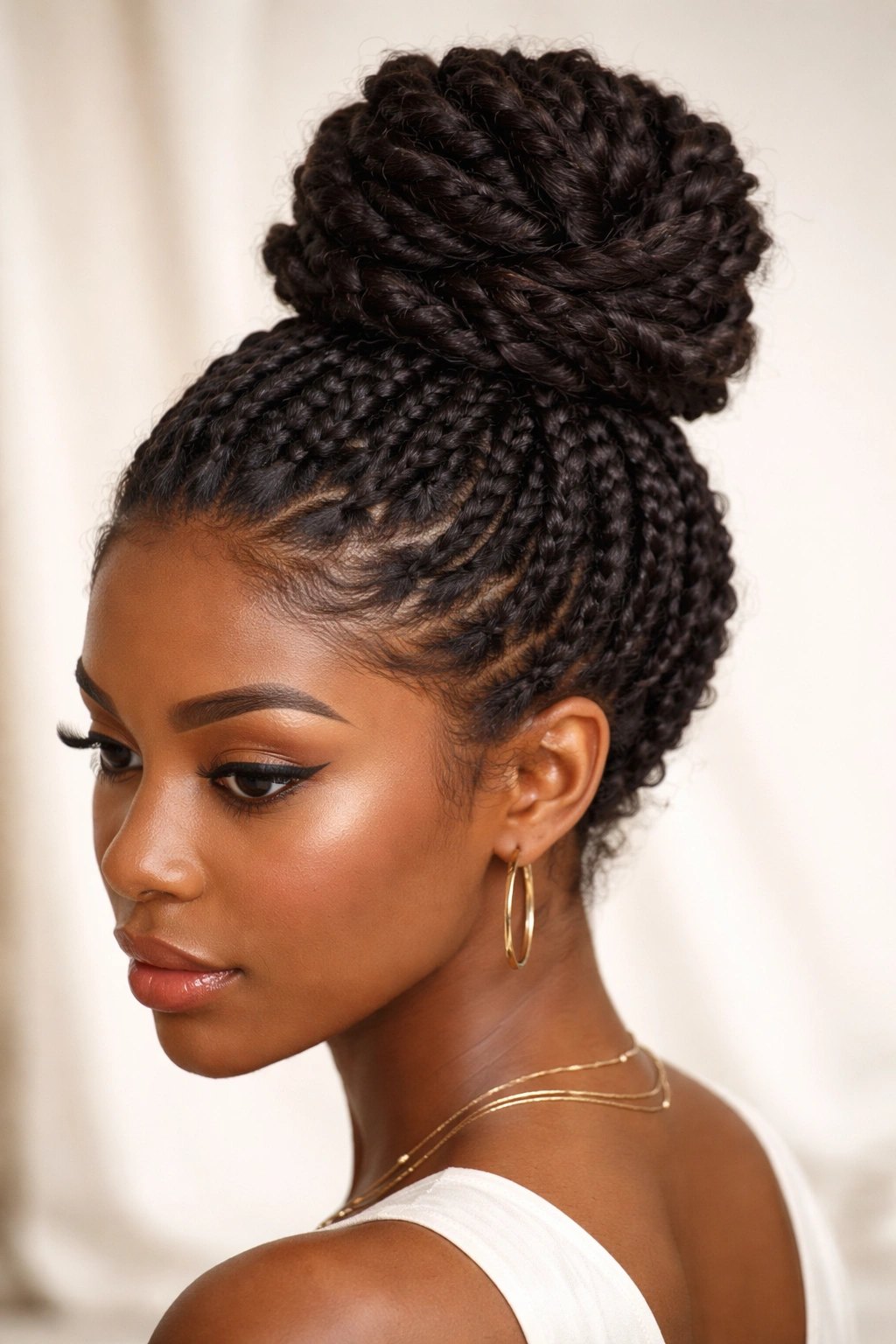 Topknot showing textured underside of Afro hair