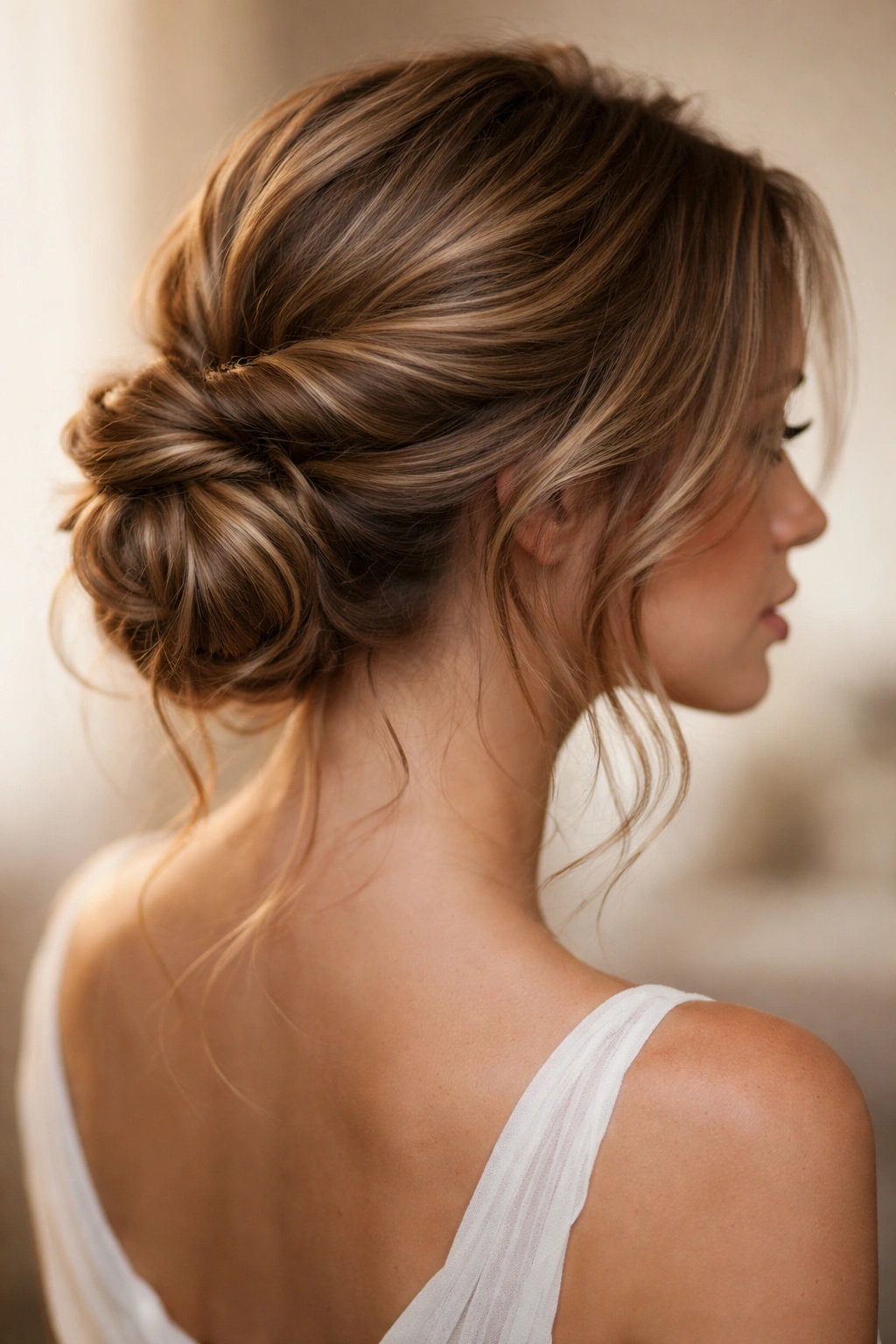 Twisted updo with two tight twists and soft face-framing wisps