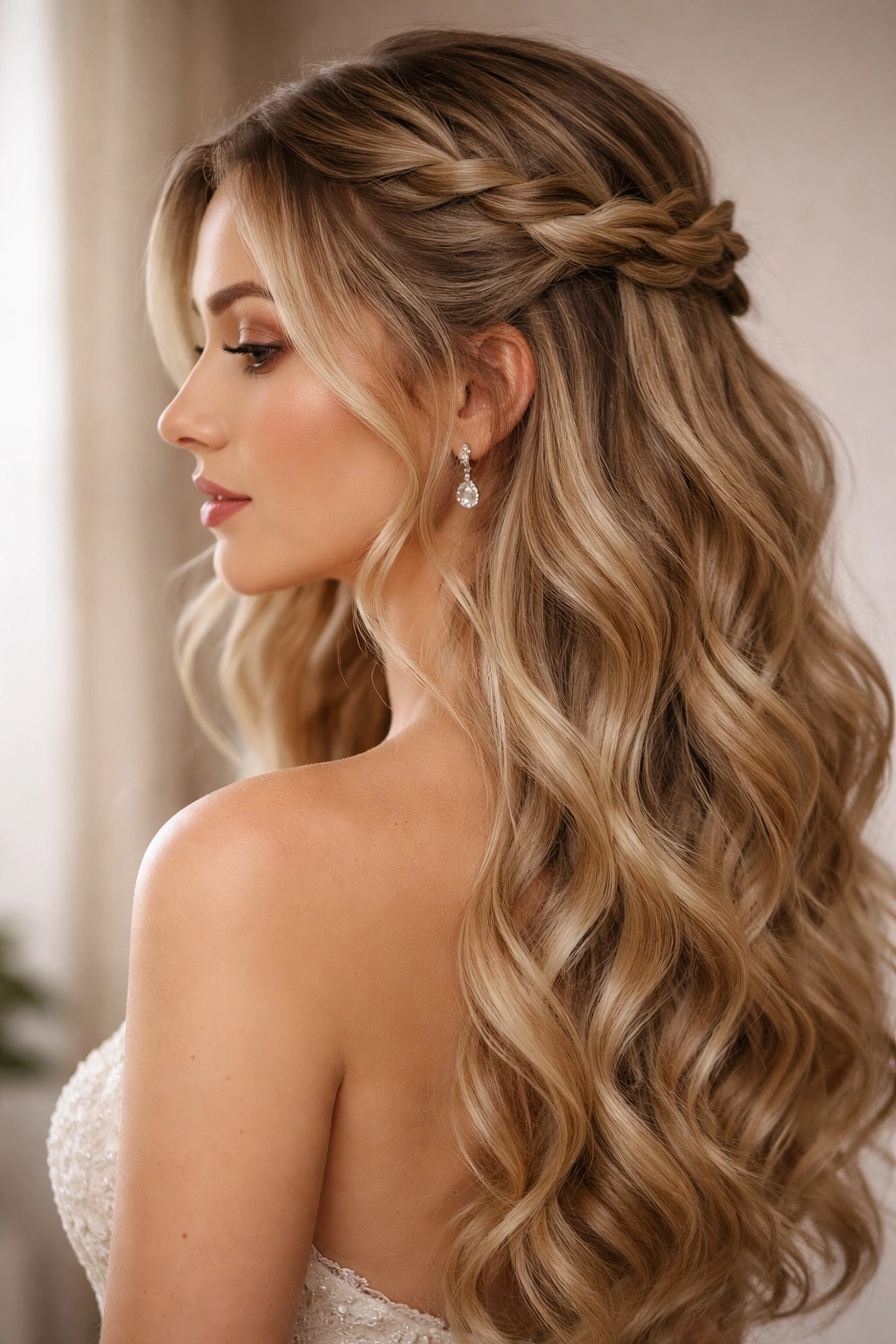 Twisted crown detail with waves around the head